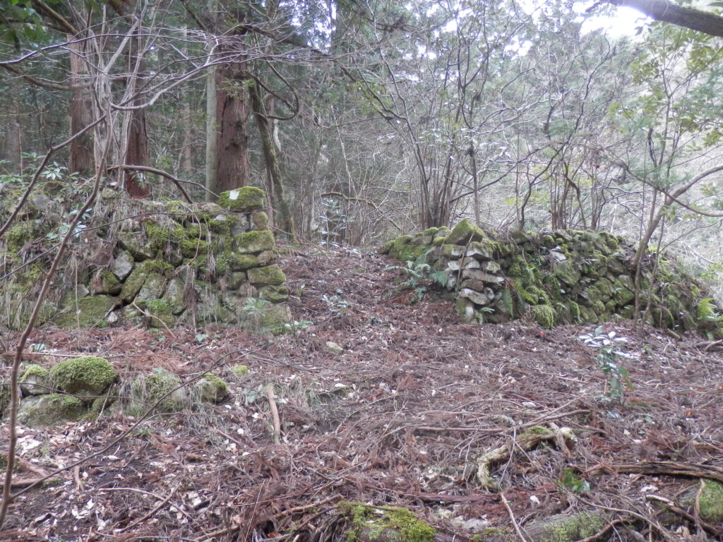 小学校や鉱山住宅があったエリアの石垣